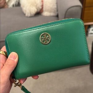 Tory Burch Green Leather Wallet